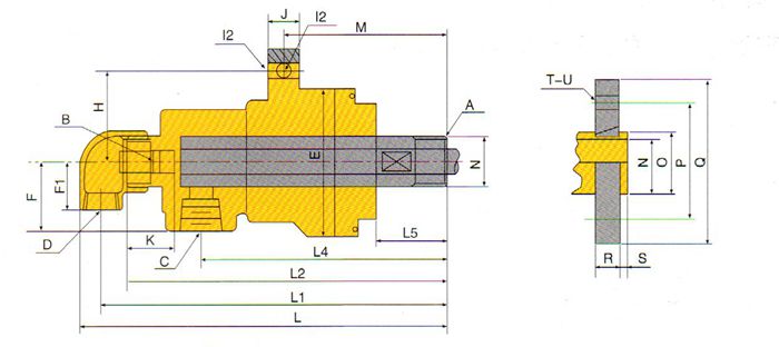 QRS-X型旋轉接頭規格尺寸示意圖